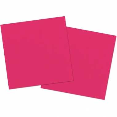20x stuks servetten van papier fuchsia roze 33 x 33 cm