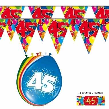 Nieuw 2x 45 jaar vlaggenlijn + ballonnen | Verjaardag-versiering.nl HU-07