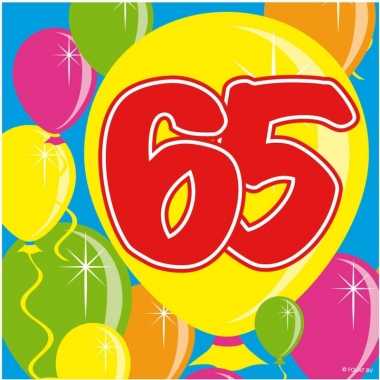 60x 65 jaar leeftijd themafeest servetten balloons 25 x 25 cm