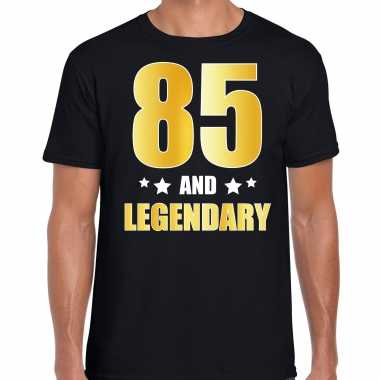 85 and legendary verjaardag cadeau t-shirt goud 85 jaar zwart voor heren
