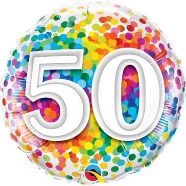 Folie ballon 50 jaar confettiprint 45 cm met helium gevuld