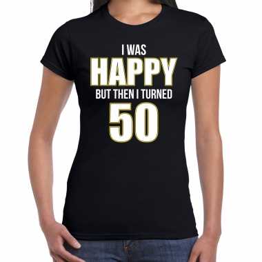 Verjaardag cadeau t-shirt 50 jaar - happy 50 zwart voor dames