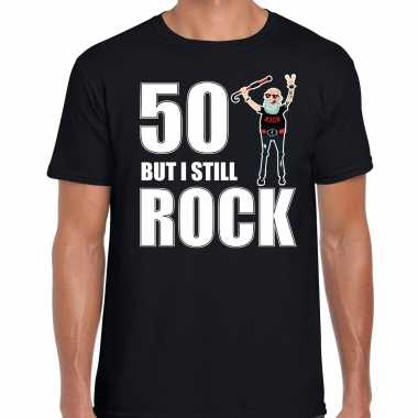 Verjaardag cadeau t-shirt abraham 50 but i still rock zwart voor heren