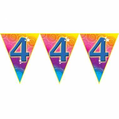 Verjaardag thema 4 jaar geworden feest vlaggenlijn van 5 meter