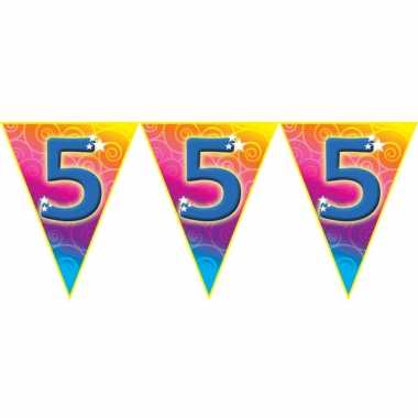 Verjaardag thema 5 jaar geworden feest vlaggenlijn van 5 meter