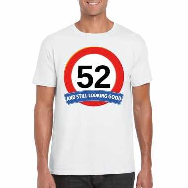 Verkeersbord 52 jaar t-shirt wit heren