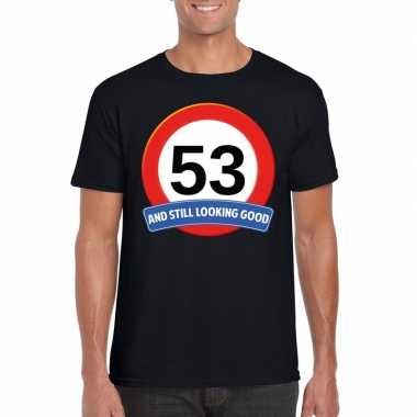 Verkeersbord 53 jaar t-shirt zwart heren