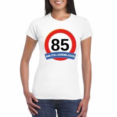 Verkeersbord 85 jaar t-shirt wit dames