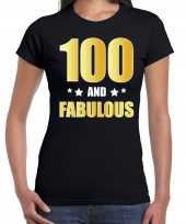 100 and fabulous verjaardag cadeau t-shirt shirt goud 100 jaar zwart voor dames