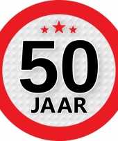 10x 50 jaar versiering stickers rond 9 cm