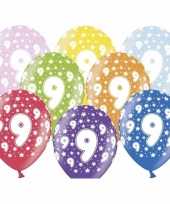 12x stuks ballonnen 9 jaar thema met sterretjes
