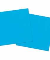 20x stuks servetten van papier blauw 33 x 33 cm
