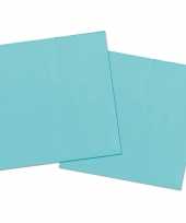 20x stuks servetten van papier lichtblauw 33 x 33 cm