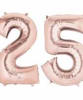 25 jaar versiering cijfer ballon rose goud
