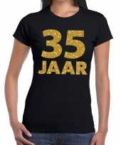 35 jaar goud glitter verjaardag jubileum kado shirt zwart dames