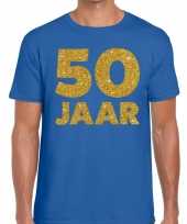 50 jaar glitter verjaardag t-shirt blauw heren