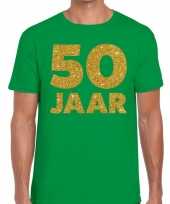 50 jaar goud glitter verjaardag t-shirt groen heren