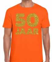 50 jaar goud glitter verjaardag t-shirt oranje heren