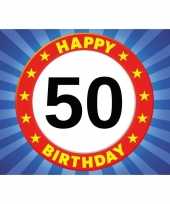 50 jaar stopbord thema stickers 7 5 x 10 5 cm