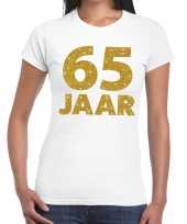 65 jaar goud glitter verjaardag jubileum kado shirt wit dames