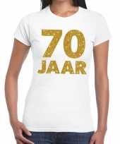 70 jaar goud glitter verjaardag jubileum kado shirt wit dames