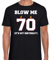 70 jaar verjaardag cadeau t-shirt blow me its my birthday zwart voor heren
