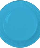 8x stuks party gebak eet bordjes van papier blauw 23 cm