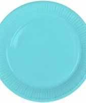8x stuks party gebak eet bordjes van papier lichtblauw 23 cm