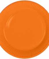 8x stuks party gebak eet bordjes van papier oranje 23 cm
