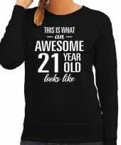 Awesome 21 year 21 jaar cadeau sweater zwart dames