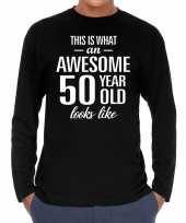 Awesome 50 year 50 jaar cadeaushirt long sleeves zwart heren