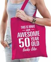 Awesome 50 year geweldig 50 jaar cadeau tas roze voor dames