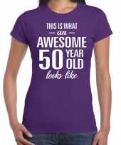 Awesome 50 year sarah cadeau t-shirt paars dames