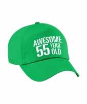 Awesome 55 year old verjaardag pet cap groen voor dames en heren
