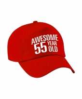 Awesome 55 year old verjaardag pet cap rood voor dames en heren
