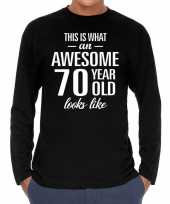 Awesome 70 year 70 jaar cadeaushirt long sleeves zwart heren