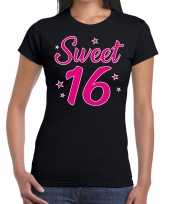 Sweet 16 cadeau t-shirt zwart dames