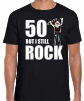 Verjaardag cadeau t-shirt abraham 50 but i still rock zwart voor heren