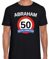 Verjaardag cadeau t-shirt verkeersbord 50 jaar abraham zwart voor heren