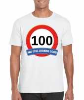 Verkeersbord 100 jaar t-shirt wit volwassenen