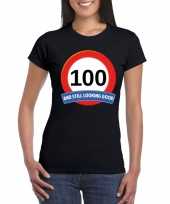 Verkeersbord 100 jaar t-shirt zwart dames