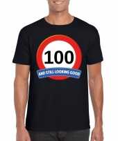 Verkeersbord 100 jaar t-shirt zwart volwassenen