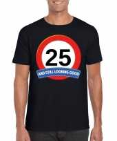Verkeersbord 25 jaar t-shirt zwart volwassenen