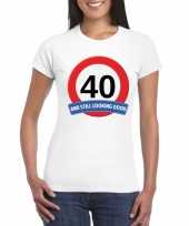 Verkeersbord 40 jaar t-shirt wit dames