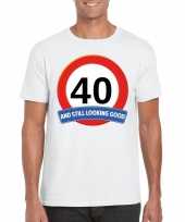 Verkeersbord 40 jaar t-shirt wit volwassenen