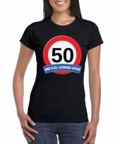 Verkeersbord 50 jaar t-shirt zwart dames