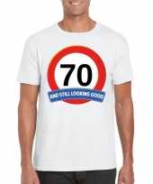 Verkeersbord 70 jaar t-shirt wit volwassenen
